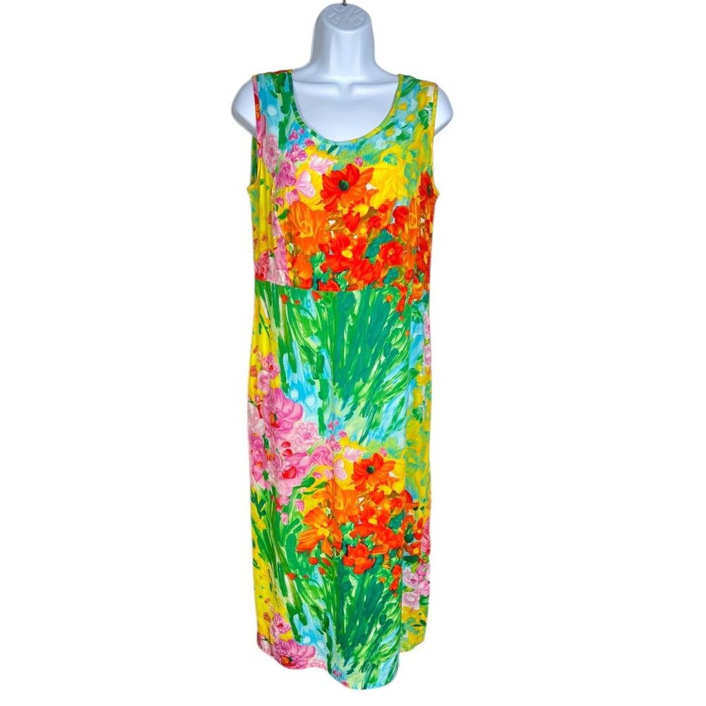 Vintage Jams World Janis Dress Banquet Burst Midi Tank Boho Travel Multicolor XS